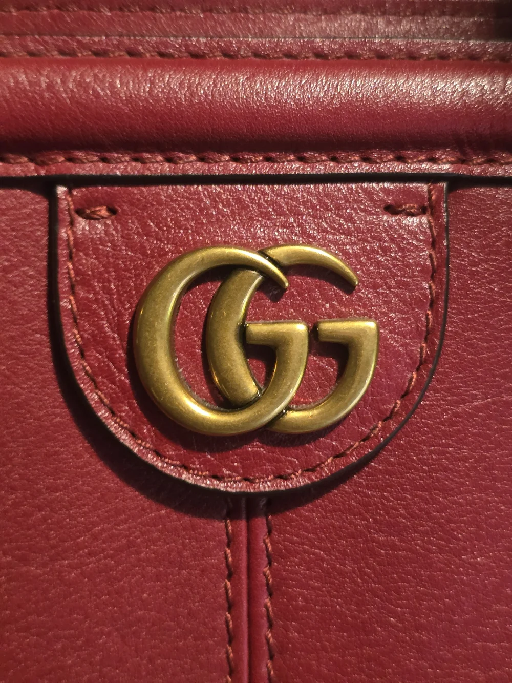 Gucci Re(Belle) Medium Wine Leather Top-Handle Satchel with Gold GG